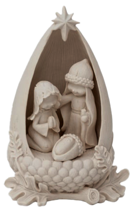 Beeld Kerstgroep (2-delig)- polystone/wit - H 22cm