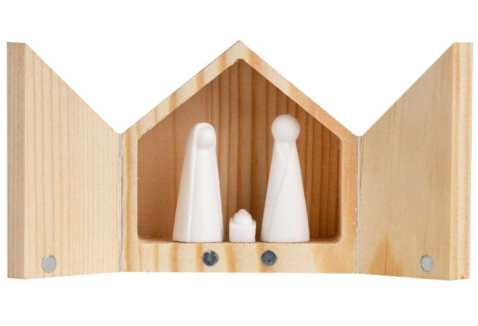 Krippe in porzelan im Kiste Holz - 5,5x5,5x3,5cm