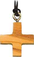 Croix sur cordon carré - bois d'olivier (25x25mm)
