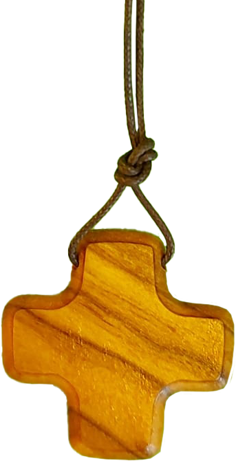 Kruisje op koord/vierkant - olijfhout (30x30mm)