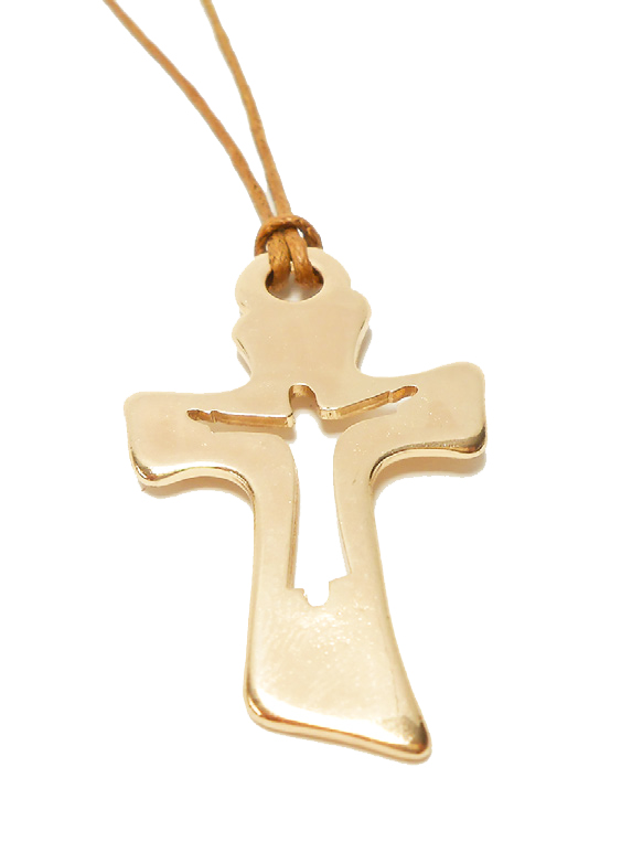 Croix/cordon - doré/Christ découpé - 45x25mm