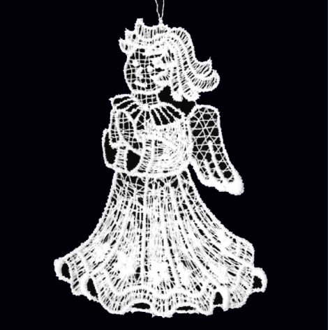 Pendentif dentelle - Ange priante - 9cm