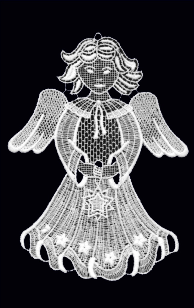 Pendentif/fenêtre dentelle - Ange - 18,5x14 cm