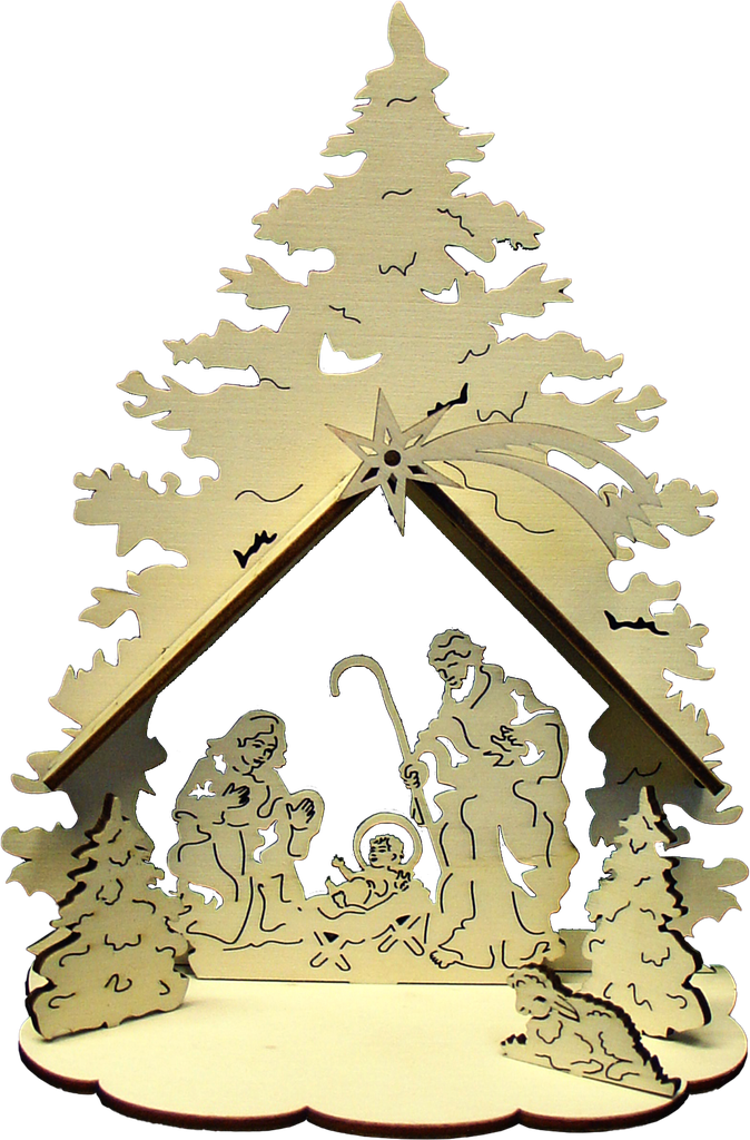 Bouwpakket Kerststal in den/hout - H 9cm