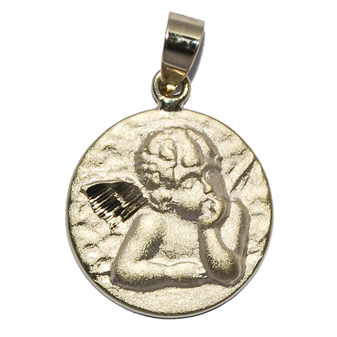 Medaille Engel - goud 9Kt '375' - 14mm/0,8gr