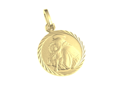 Medal St Anthony - 925% Silver 3μm Gold Plated (Ø14mm)