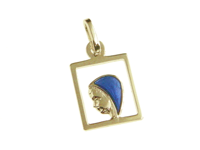 Medaille OLVrouw/emaille - zilver 925‰ 3μm verguld
