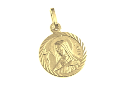 Médaille Ste Rita - Argent 925% 3µm Plaqué Or (Ø14mm)