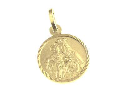 Médaille Scapulaire - Argent 925% 3µm Plaqué Or (Ø14mm)