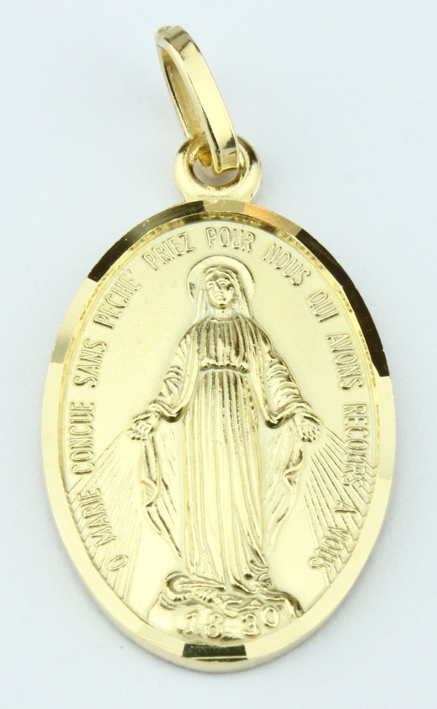 Médaille Miraculeuse - Argent 925% plaqué or 3µm - ovale (16x22mm)