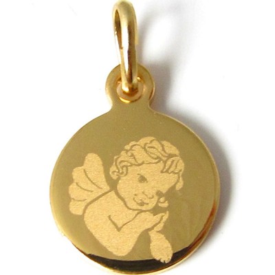Médaille Ange - laiton 3µm Plaqué Or (Ø12mm)
