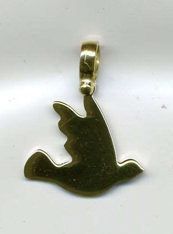 Pendentif colombe - argent 925% plaqué or 3µm (12x14mm)
