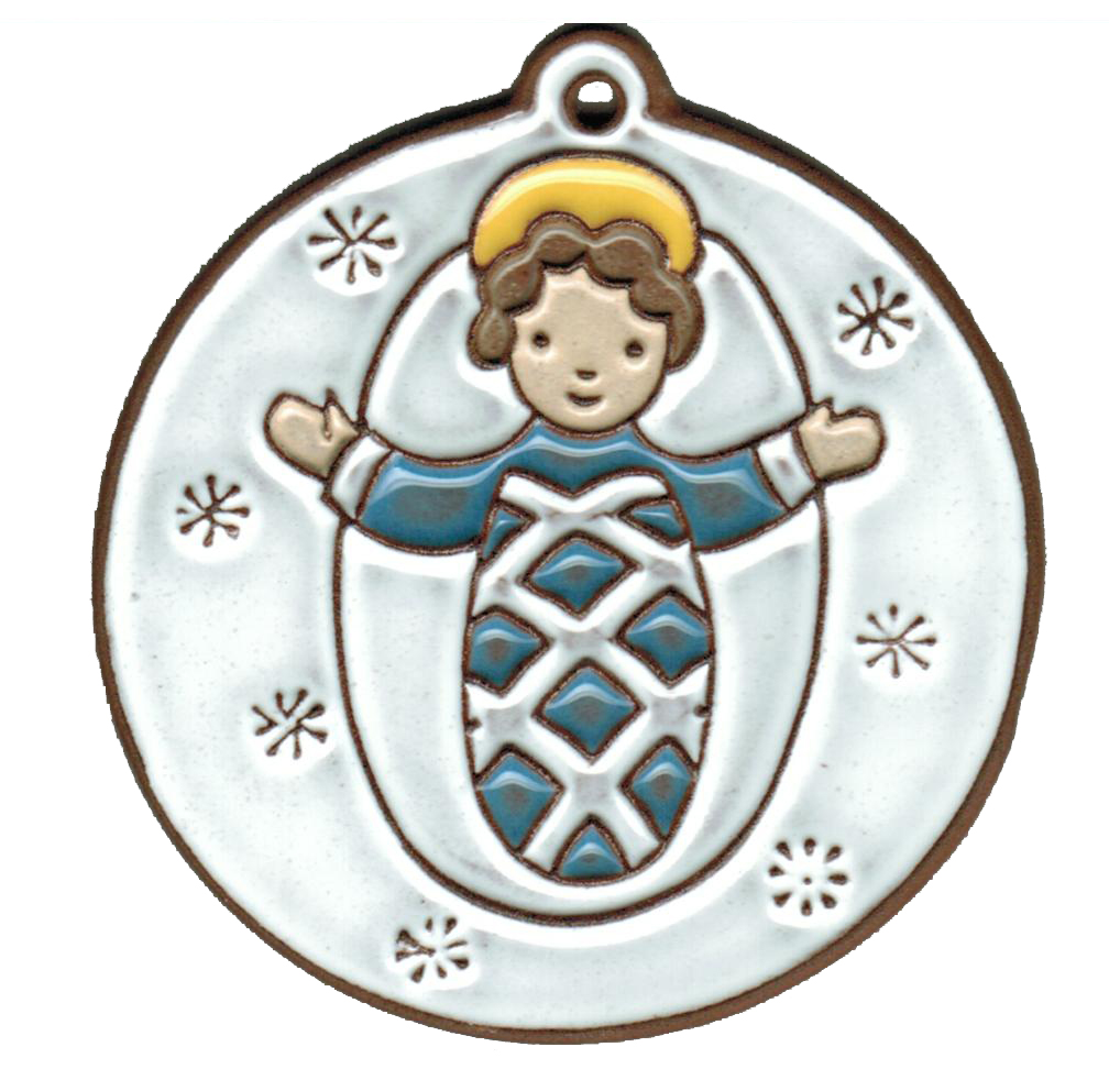 Médaillon berceuse/céramique - blanc/bleu foncé