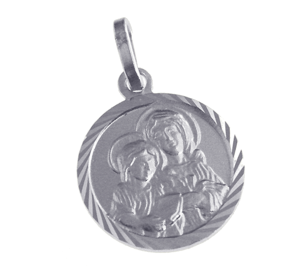 Médaille Ste Anne - Argent 925% rhodié (Ø14mm)