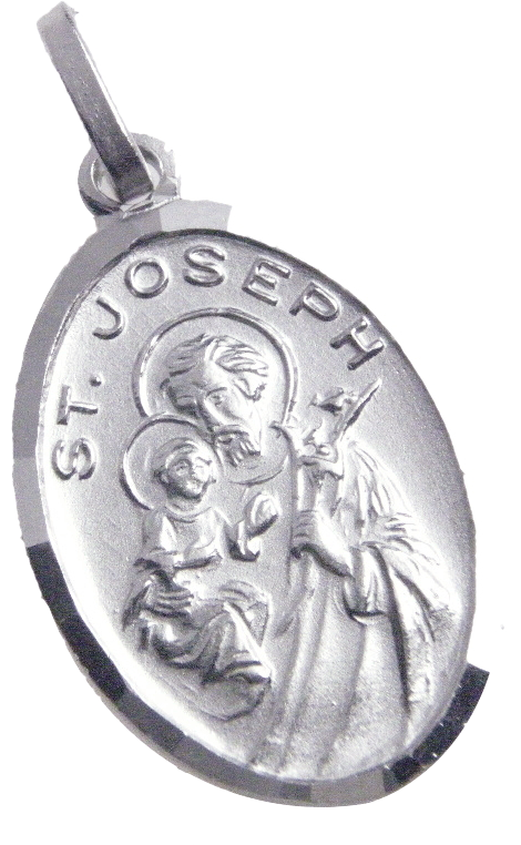 Medaille H Jozef - gerhodineerd zilver 925% - ovaal/20mm