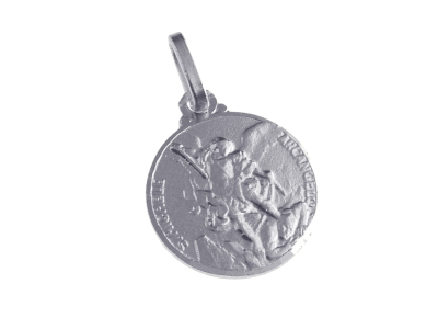 Saint Michael Medal - 925% rhodium-plated silver (Ø14mm)