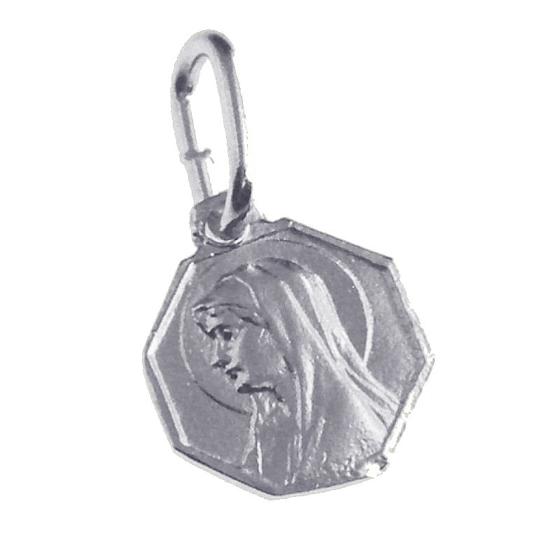 Medaille OLVrouw - gerhodineerd zilver 925‰ - hexagonaal (9x9mm)