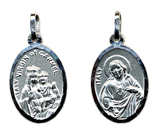 Medaille des Skapuliers - 925% Silber rhodiniert - Oval (16x22mm)