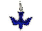 Medaille Taube/blau emailliert - 925% rhodiniertes Silber (14x16mm)