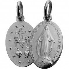 Médaille Notre-Dame Miraculeuse - argent rhodié 925‰ (11x16mm)