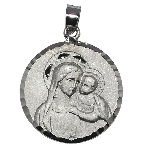 Médaille Vierge et enfant/coupé - argent rhodié 925‰ (Ø18mm)