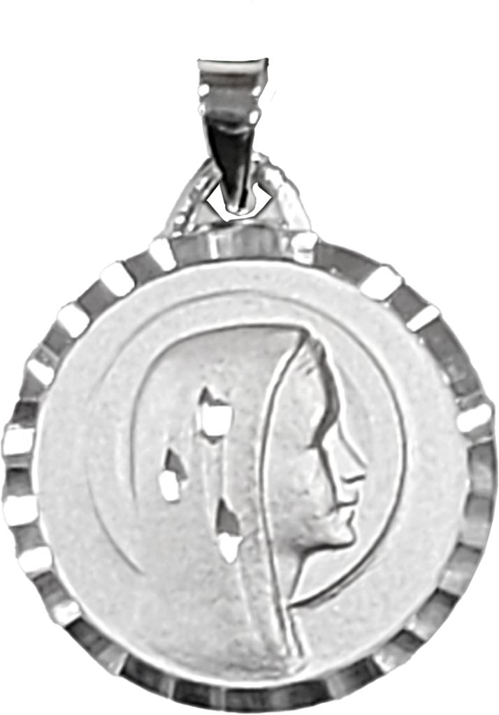 Medaille OLVrouw/gekartelde rand - gerhodineerd zilver 925‰ (Ø18mm)