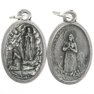 Anhänger Metall oval - Lourdes Madonna (16x22mm)
