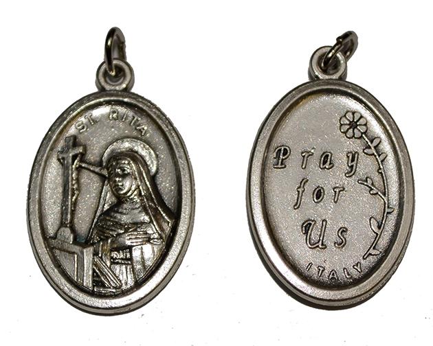 Anhänger Metall oval - Hl. Rita (16x22mm)