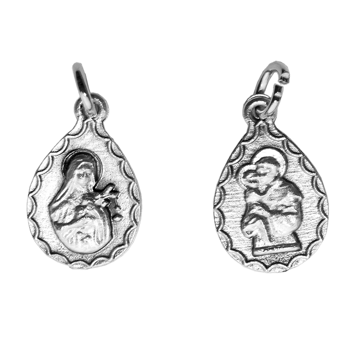 Médaille Ste Thérèse/St Antoine - métal (14x20mm)