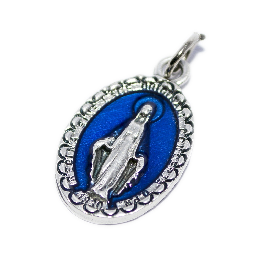 Medaille OLV Wonderdadige - metaal/blauw (13x18mm)