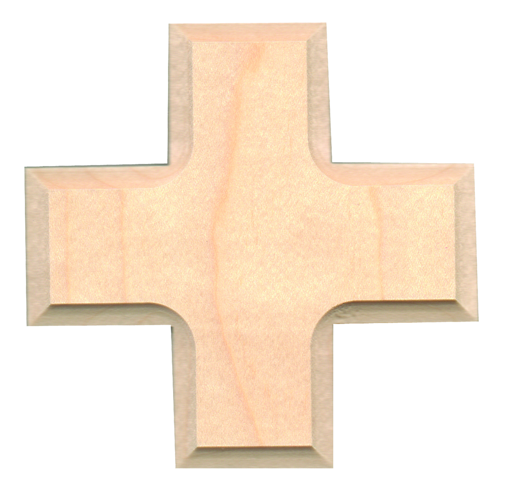 Croix murale avec bord/vernit - hêtre (100x100mm)