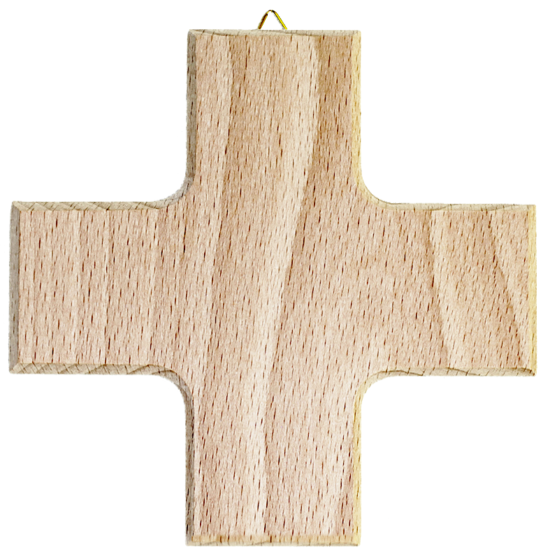 Kruisbeeld hout/beuk - effen (120x120mm)