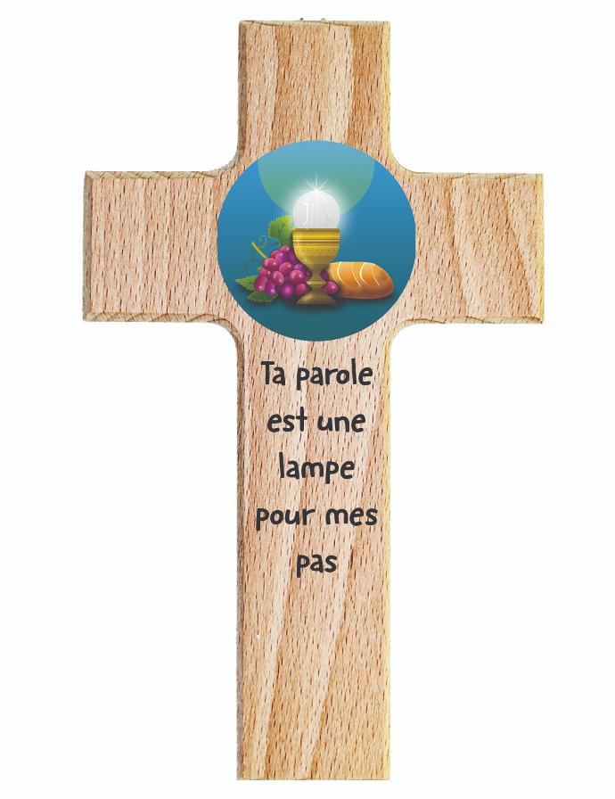 Holzkreuz - Buche natur - Ta parole éclaire... (90x150mm)