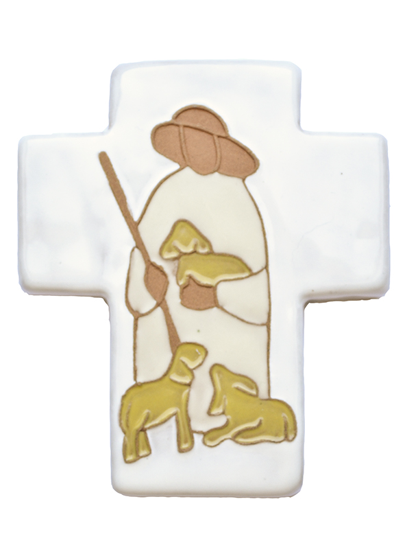 Cross ceramic - Good Shepperd - white (90x110mm)
