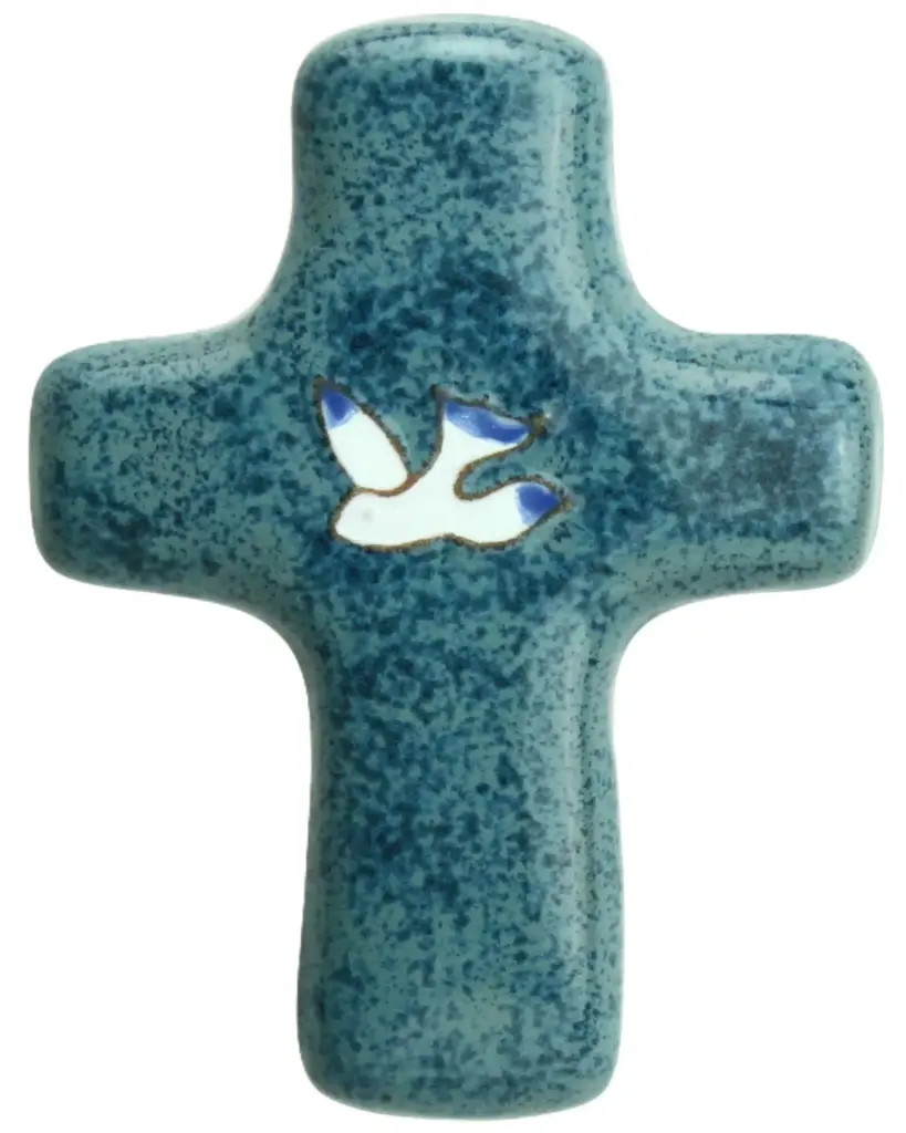 Kruisbeeld keramiek - Duif - blauw speciaal (85x115mm)