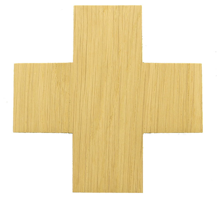 Kreuz Eiche, ohne Rand roh, unlackiert-ohne öse (100x100mm)