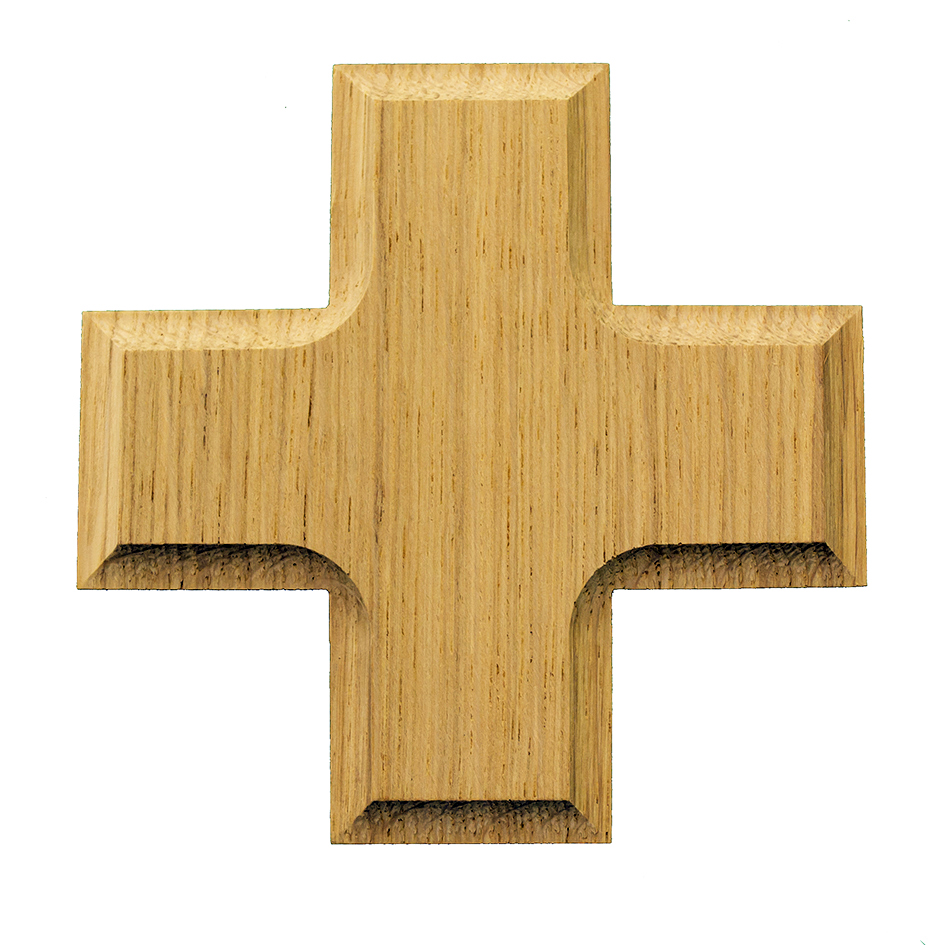 Croix murale 'Bonne mort' - chêne/bord (100x100mm)