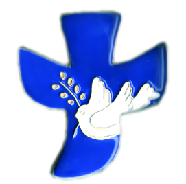 Ceramic cross - Pigeon Peace - White/dark blue (120x130mm)
