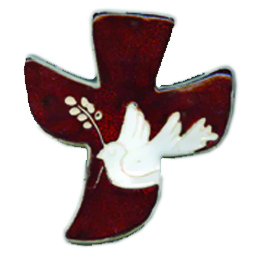 Croix céramique - Colombe de Paix - rouge/blanche (120x130mm)