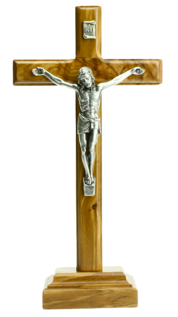 Crussifix s. base/olive wood - christ/metal (90x180mm)