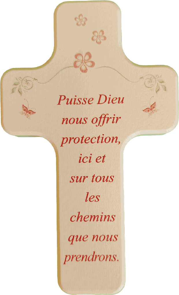 Kinderkruis hout/roze (60x100mm)