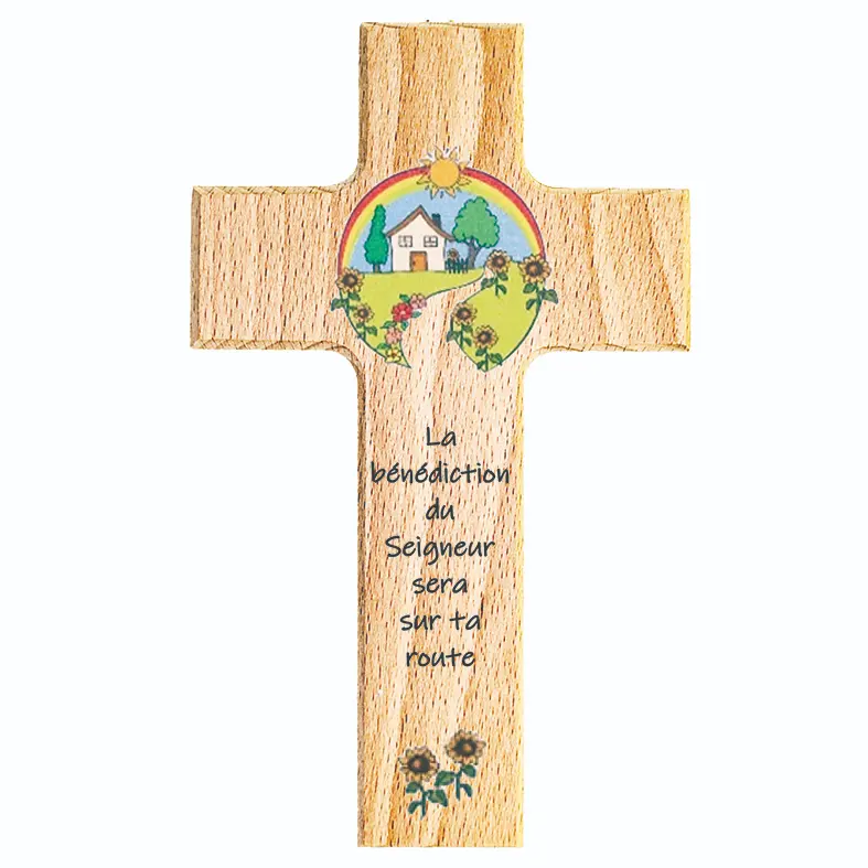 Croix enfant bois - 'La bénédiction du Seigneur.'.. (90x150mm)