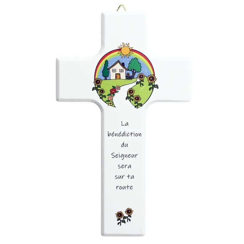 Croix enfant bois - 'La bénédiction du Seigneur.'.. (90x150mm)