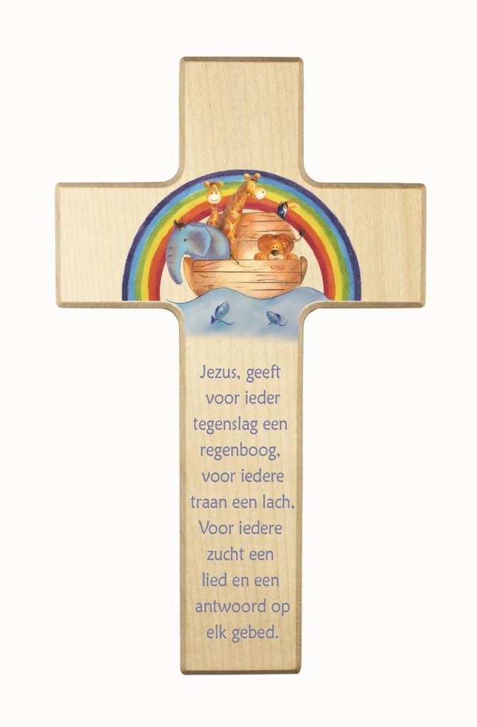 Croix enfant bois - 'Jezus geeft voor' (90x150mm)