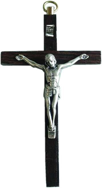 Wandkreuz - Holz/Korpus metall (65x115mm)