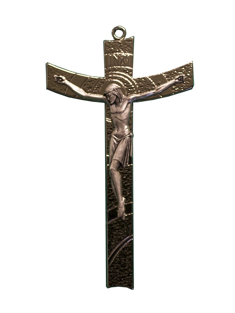 Croix murale nicklé - Christ/argenté (80x140mm)
