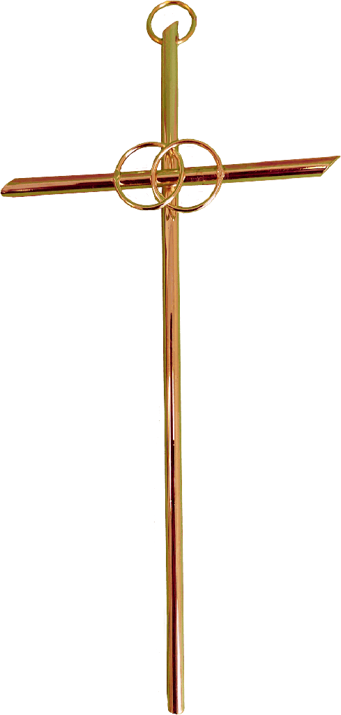 Kruisbeeld met ringen - metaal/verguld (75x140mm)