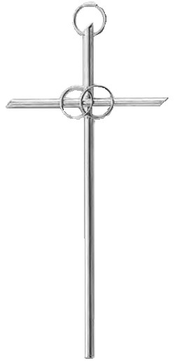 Croix murale avec 2 anneaux - métal/nicklé (95x200mm)