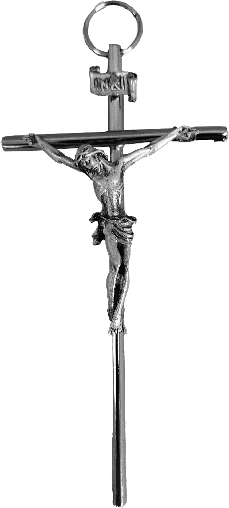 Croix murale avec christ - métal/nicklé (55x115mm)