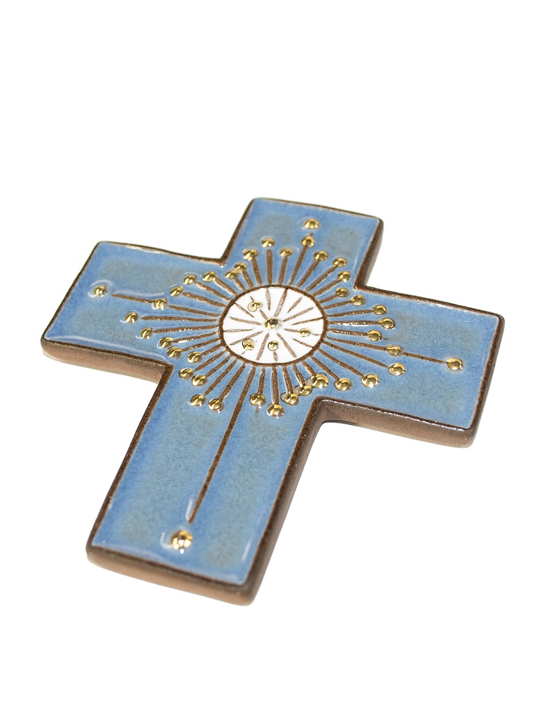 Keramik Kreuz - Shinning circle - Dunkelblau (80x90mm)